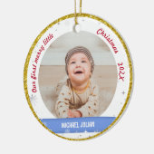 ツインズボーイガール2写真1stリトルメリークリスマス セラミックオーナメント (左)