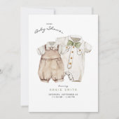 ツインズボーイズかわいい服ベビーシャワー招待状 招待状 (正面)