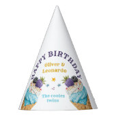 ツインズボーイズアイスクリームバースデーパーティーお願いボックス パーティーハット (正面)