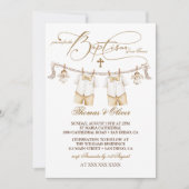 ツインズボーイズバプテスマ《キリスト教》洗礼式や命名式 招待状 (正面)