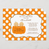ツインズボーイズ秋パンプキンベビーシャワー招待状 招待状 (正面/裏面)
