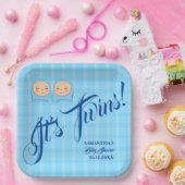 ツインズボーイズ赤ちゃんシャワーパーティーブルー。 ペーパープレート (パーティー)