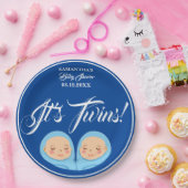 ツインズボーイズ赤ちゃんシャワーパーティーブルー。 ペーパープレート (パーティー)