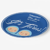 ツインズボーイズ赤ちゃんシャワーパーティーブルー。 ペーパープレート (アングル)