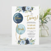 ツインズボーイズ赤ちゃんシャワー招待状 招待状 (スタンド正面)