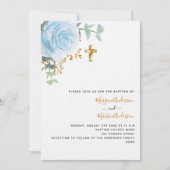 ツインズボーイズ青いフローラ写真ラグジュアリーバプテスマ 招待状 (正面)