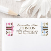 ツインズボーイ&ガールベアーポープリントと3Dルック弓 ラベル (インサイチュ)