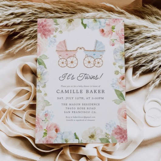 ツインズボーイ&ガールベビーシャワー招待状 招待状