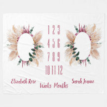 ツインズマイルストンベビーブランケットパンパス&ユーカリ