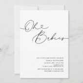 ツインズミニマリスト手書きハートベビーシャワー 招待状 (正面)