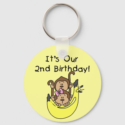 ツインズモンキーボーイとガールの2nd誕生日 キーホルダー (正面)