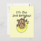 ツインズモンキーボーイとガールの2nd誕生日 ポストカード (正面/裏面)