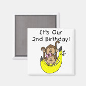 ツインズモンキーボーイとガールの2nd誕生日 マグネット (正面/裏面)