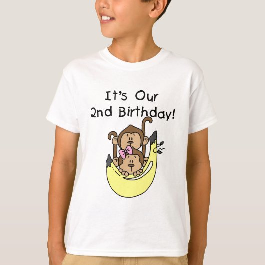 ツインズモンキーボーイとガールの2nd誕生日 tシャツ (正面)