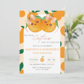 ツインズリトルかわいこちゃんオレンジ第1回誕生日 招待状 (スタンド正面)