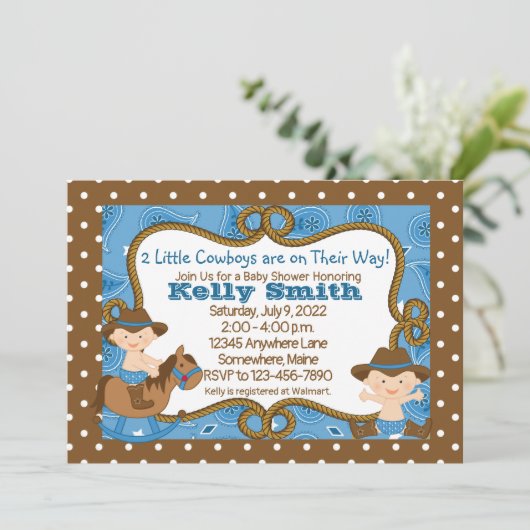 ツインズリトルカウボーイベビーシャワー招待状 招待状 (スタンド正面)