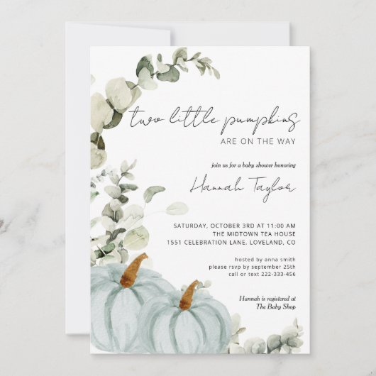 ツインズリトルカンプキンボーイズ秋ベビーシャワー 招待状 (正面)