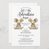 ツインズリトルネズミベビーシャワー招待状 招待状 (正面/裏面)