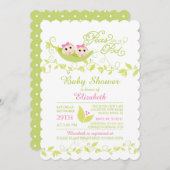 ツインズリトルピーズガールズベビーシャワー招待状 招待状 (正面/裏面)