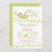 ツインズリトルピーズガールボーイベビーシャワー招待状 招待状 (正面/裏面)