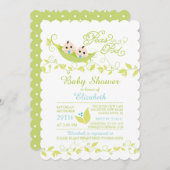 ツインズリトルピーズボーイズベビーシャワー招待状 招待状 (正面/裏面)