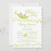 ツインズリトルピーズボーイズベビーシャワー招待状 招待状 (正面)