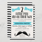 ツインズリトルマンムッシュベビーシャワー招待状 招待状 (正面/裏面)