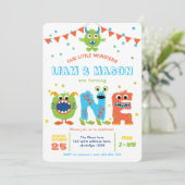 ツインズリトルモンスターズ1st誕生日パーティーボーイ最初 招待状 (スタンド正面)