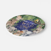 ツインズワイルドワンネイビーブルージャングルテーマ1歳 ペーパープレート (アングル)