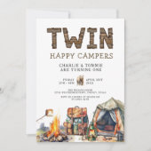 ツインズワンハッピーカンパ素朴ー1歳 招待状 (正面)