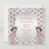 ツインズヴィンテージプリンセスバラシルバーベビーシャワー 招待状 (裏面)