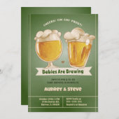 ツインズ共同ベビーシャワーニュートラルスポーツビール 招待状 (正面/裏面)