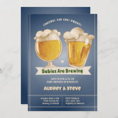 ツインズ共同ベビーシャワーニュートラルスポーツビール 招待状 (正面/裏面)