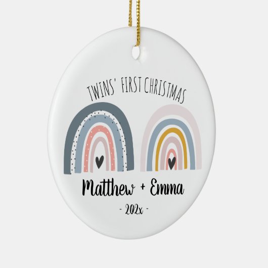 ツインズ初めてのクリスマスオーナメント水彩虹 セラミックオーナメント (右)