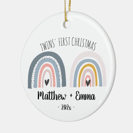 ツインズ初めてのクリスマスオーナメント水彩虹 セラミックオーナメント (左)