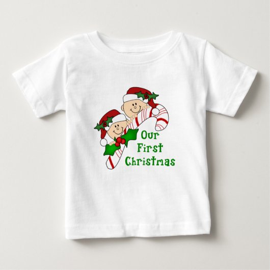 ツインズ初めてのクリスマスキャンディケーン ベビーTシャツ (正面)