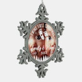 ツインズ初めてのクリスマス写真 スノーフレークピューターオーナメント (左)