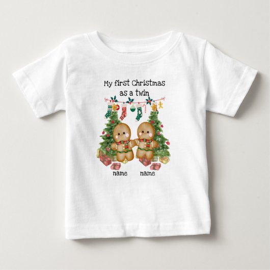 ツインズ初めてのクリスマスTシャツ ベビーTシャツ (正面)