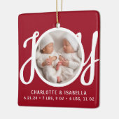 ツインズ名誕生統計フォトレッドキープサケ セラミックオーナメント (左)