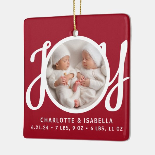 ツインズ名誕生統計フォトレッドキープサケ セラミックオーナメント (左)