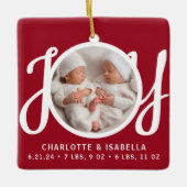 ツインズ名誕生統計フォトレッドキープサケ セラミックオーナメント (正面)