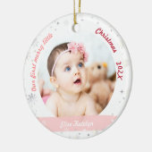 ツインズ女の子2写真最初のリトルメリークリスマス セラミックオーナメント (左)