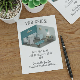 ツインズ妊娠アナウンスボーイアンドガール子供部屋 案内状