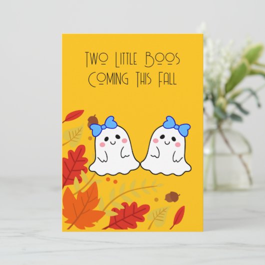 ツインズ妊娠発表 かわいいブー 招待状 (スタンド正面)