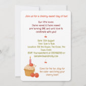 ツインズ最初の誕生日パーティーさくらんぼ1番目の双子 招待状 (裏面)