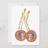 ツインズ最初の誕生日パーティーさくらんぼ1番目の双子 招待状 (正面)