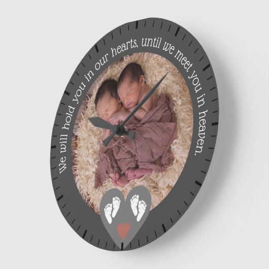 ツインズ流産ベビー損失記念死産 ラージ壁時計 (傾斜)