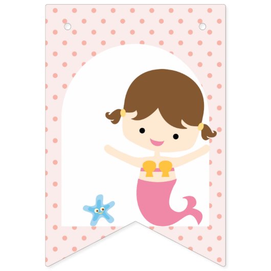 ツインズ海賊人魚ピンクの青い男の子の誕生日 バンティングフラッグ (第1の旗)