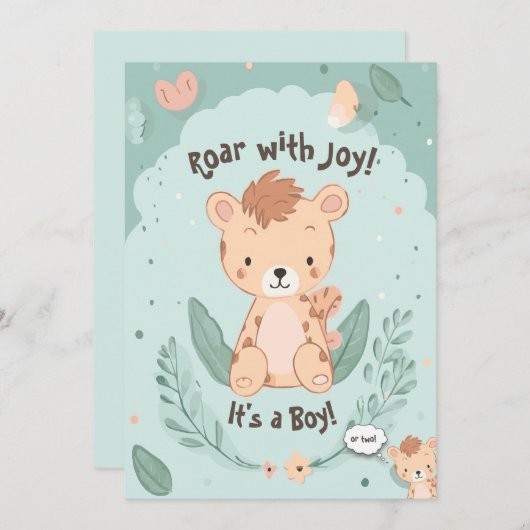 ツインズ男の子だ! |おもしろいベビーシャワー招待状 招待状 (正面/裏面)