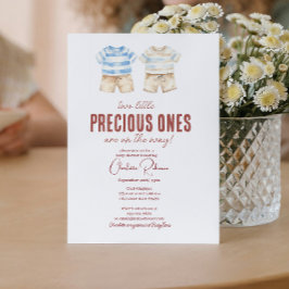 ツインズ男の赤ちゃんかわいい赤ちゃんシャワー 招待状